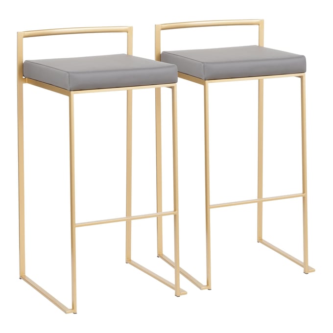 2 LumiSource Fuji Gold Grey Barstools LUMI-B30-FUJI-AUGY2