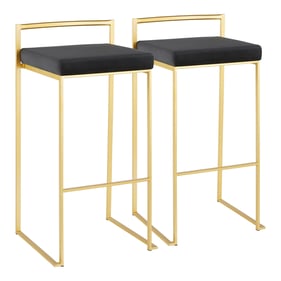 2 LumiSource Fuji Gold Black Velvet Barstools