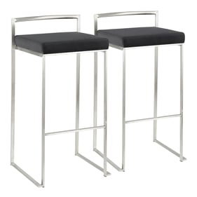 2 LumiSource Fuji Brushed Black Velvet Stackable Barstools