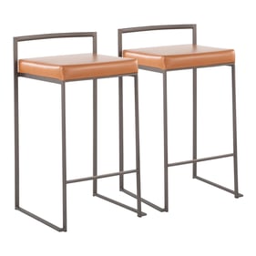 2 LumiSource Fuji Antique Camel Stackable Counter Stools