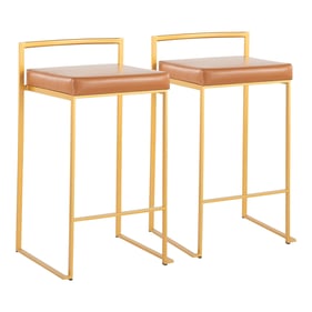 2 LumiSource Fuji Gold Camel Stackable Counter Stools