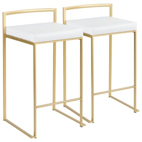 2 LumiSource Fuji Gold White Counter Stools