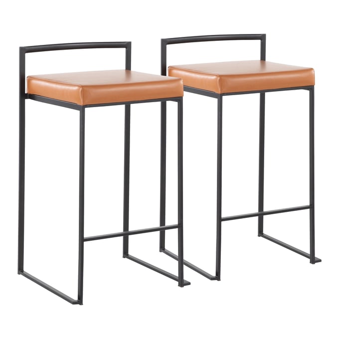 2 LumiSource Fuji Black Camel Stackable Counter Stools LUMI-B26-FUJI-BKCAM2