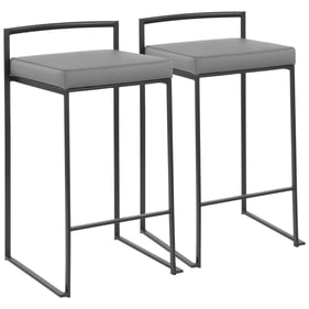 2 LumiSource Fuji Black Grey Stackable Counter Stools