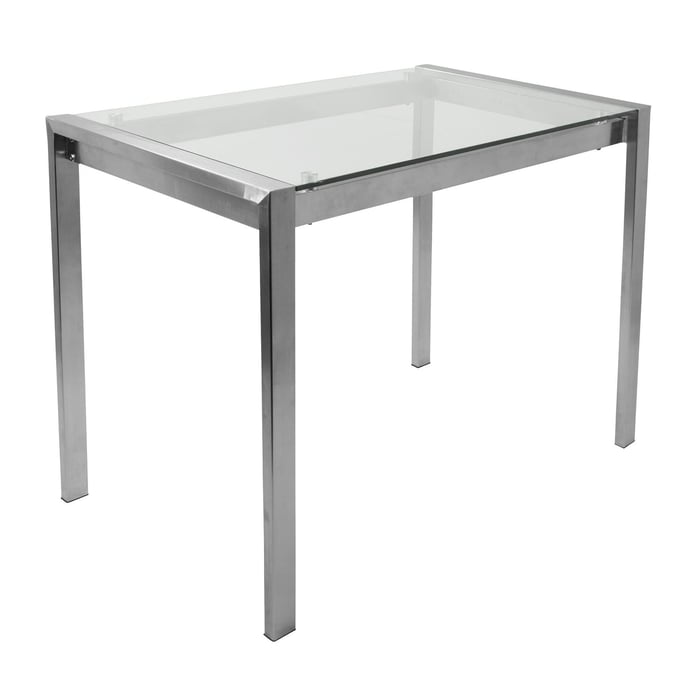 LumiSource Fuji Clear Glass Counter Table LUMI-CT-FUJI-SS-GLS