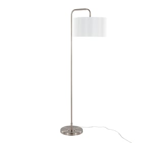 LumiSource Puck Brushed Nickel White 63 Inch Floor Lamps