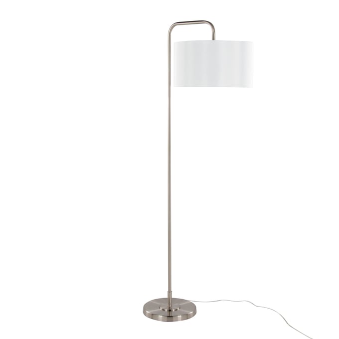 LumiSource Puck Brushed Nickel White 63 Inch Floor Lamps LUMI-GFS64-PUCK-BNIW