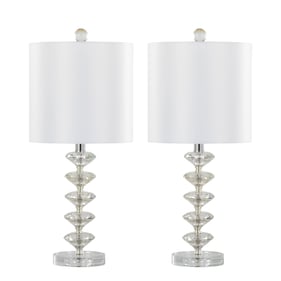 2 LumiSource Diamond Chrome Off White 23 Inch Table Lamps