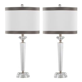 2 LumiSource Diamond Off White Dark Grey 25.75 Inch Table Lamps