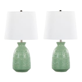 2 LumiSource Claudia Sage Green White 20 Inch Accent Lamps