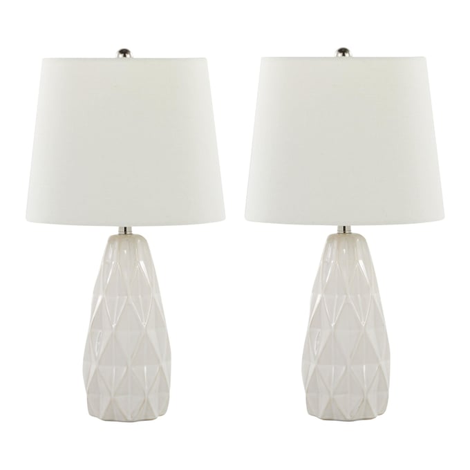 2 LumiSource Hex Off White 20 Inch Accent Lamps LUMI-GTE21-HEX-WPNIW2