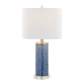 LumiSource Spyro Bijou Blue White 23 Inch Table Lamp