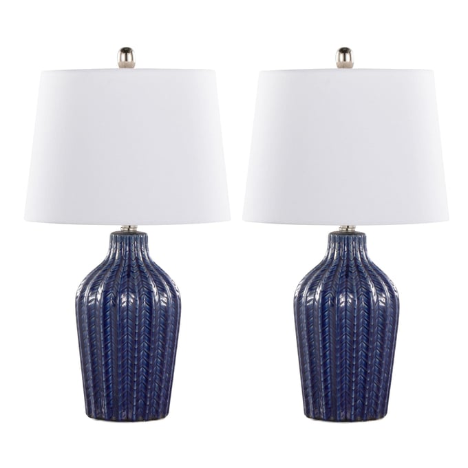 2 LumiSource Rockwell Dark Blue White 23 Inch Table Lamps LUMI-GTE24-RCKWL-DBUPNIW2