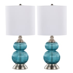 2 LumiSource Belle Blue White 20 Inch Accent Lamps