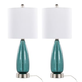 2 LumiSource Bottega Blue White 22 Inch Table Lamps