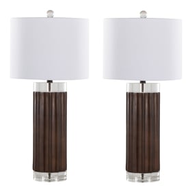 2 LumiSource Cylinder Brown Lustre 29.25 Inch Table Lamps