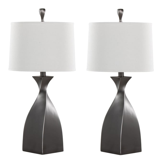 2 LumiSource Curvo Slate White 30 Inch Table Lamps LUMI-GTP30-CURVO-GYW2