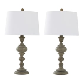 2 LumiSource Morocco Distressed Beige Grey 30 Inch Table Lamps