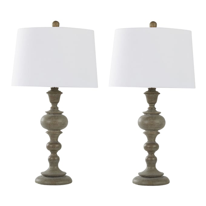 2 LumiSource Morocco Distressed Beige Grey 30 Inch Table Lamps LUMI-GTP30-MORCO-BNBNIW2