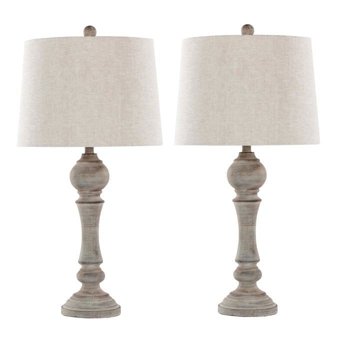 2 LumiSource Winston Reclaimed Grey Oat 32 Inch Table Lamps LUMI-GTP32-WNSTN-GYNA2