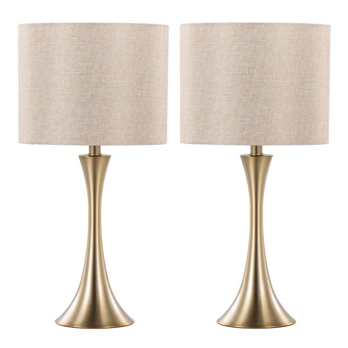 2 LumiSource Lenuxe Golden Metallic 24 Inch Table Lamps LUMI-GTS24-LENUXE-AUAU2