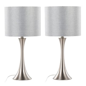 2 LumiSource Lenuxe Grey Silver Metallic 24 Inch Table Lamps