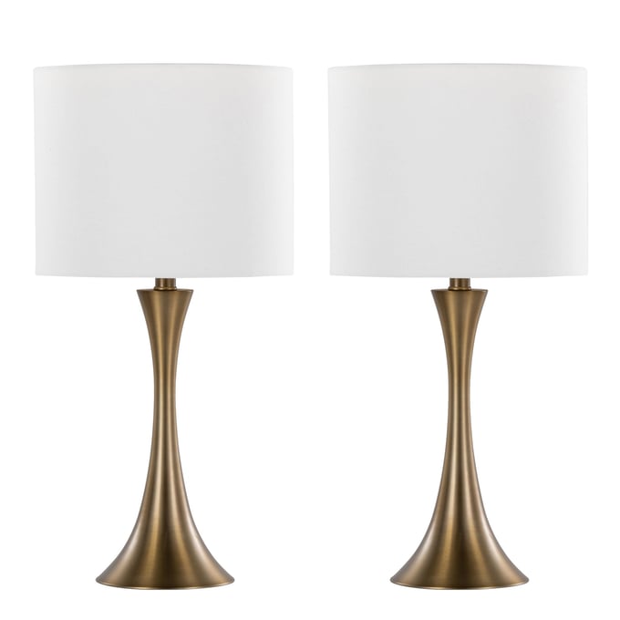 2 LumiSource Lenuxe Matte Golden Bronze 24 Inch Table Lamps LUMI-GTS24-LENUXE-BZW2