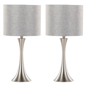 2 LumiSource Lenuxe Grey Silver Metallic Polished 24 Inch Table Lamps