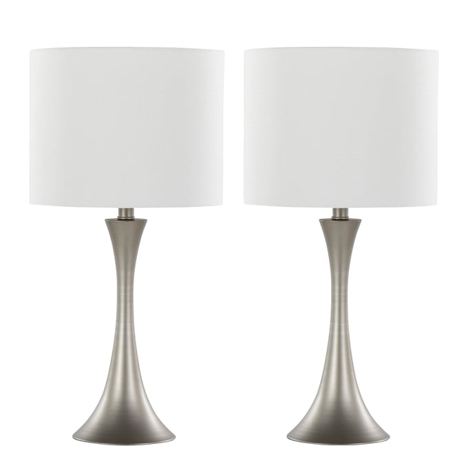 2 LumiSource Lenuxe Frosted Silver 24 Inch Table Lamps LUMI-GTS24-LENUXE-SVW2