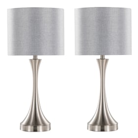 2 LumiSource Lenuxe Brushed Nickel Grey 25 Inch Table Lamps