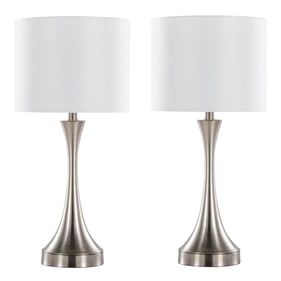 2 LumiSource Lenuxe Brushed Nickel White 25 Inch Table Lamps