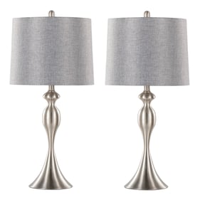 2 LumiSource Ashland Grey Linen Shade 27 Inch Table Lamps