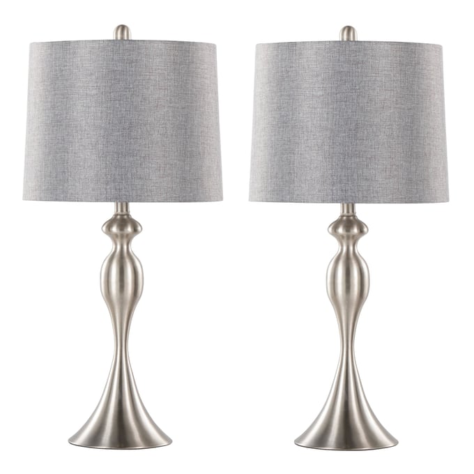 2 LumiSource Ashland Grey Linen Shade 27 Inch Table Lamps LUMI-GTS27-ASHLND-BNIGY2