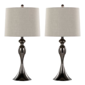 2 LumiSource Ashland Light Grey Gunmetal 27 Inch Table Lamps