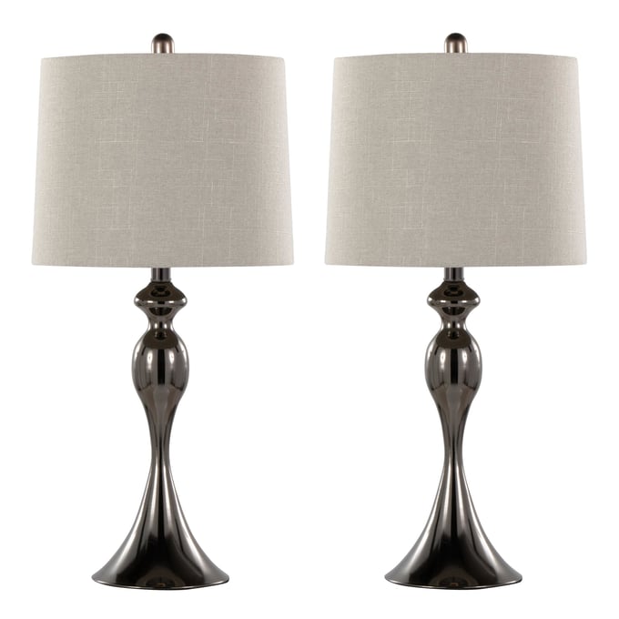 2 LumiSource Ashland Light Grey Gunmetal 27 Inch Table Lamps LUMI-GTS27-ASHLND-GMLGY2