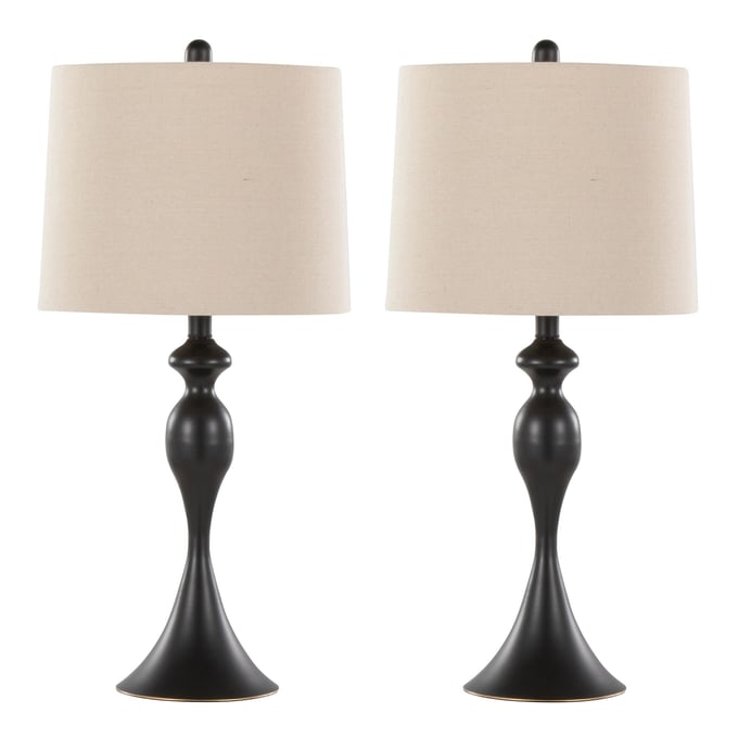 2 LumiSource Ashland Oatmeal 27 Inch Table Lamps LUMI-GTS27-ASHLND-ORBNA2