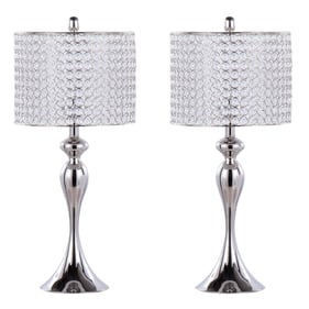 2 LumiSource Ashland Polished Nickel 27 Inch Round Crystal Table Lamps