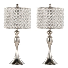 2 LumiSource Ashland Polished Nickel 27 Inch Square Crystal Table Lamps