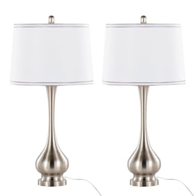 2 LumiSource Cairo Brushed Nickel White 28.75 Inch Table Lamps