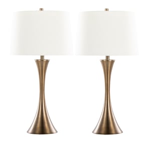 2 LumiSource Lenuxe Matte Golden Off White 29 Inch Table Lamps