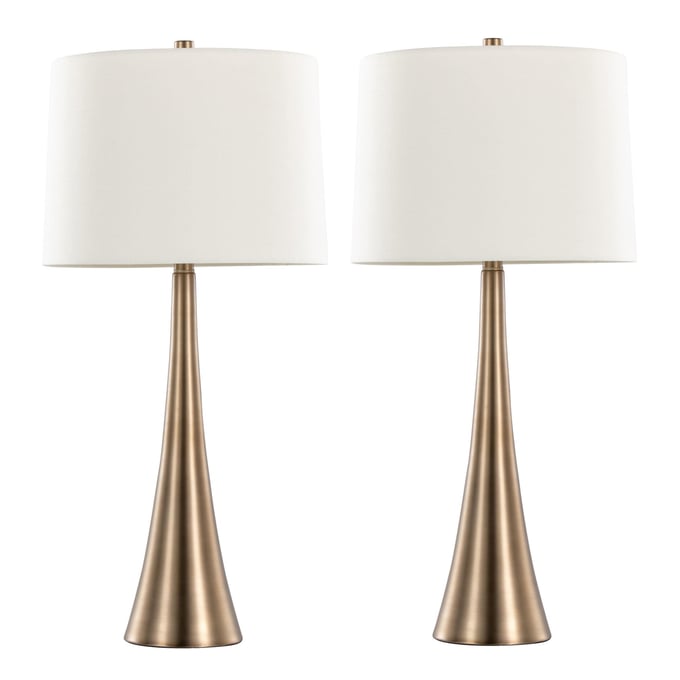 2 LumiSource Diana Matte Golden White 29 Inch Table Lamps LUMI-GTS30-DIANA-BZW2