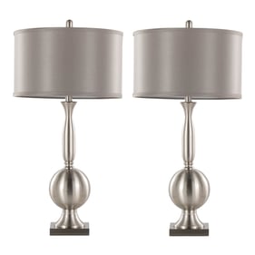 2 LumiSource Joan Brushed Nickel Grey 30 Inch Table Lamps