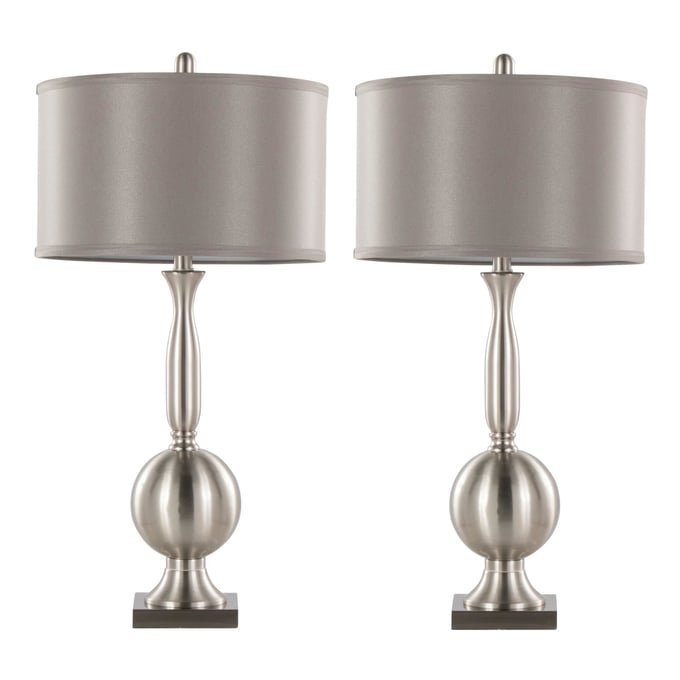 2 LumiSource Joan Brushed Nickel Grey 30 Inch Table Lamps LUMI-GTS30-JOAN-BNIGY2