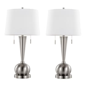 2 LumiSource Jules Brushed Nickel White 30.25 Inch Table Lamps