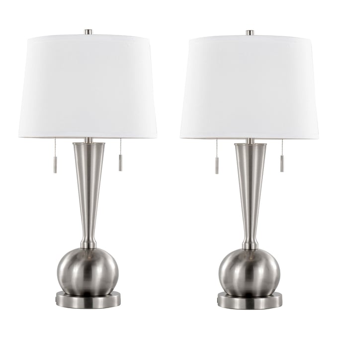 2 LumiSource Jules Brushed Nickel White 30.25 Inch Table Lamps LUMI-GTS30-JULES-BNIW2