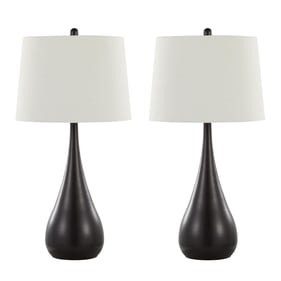 2 LumiSource Pebble Oil Rubbed Bronze White 29 Inch Table Lamps