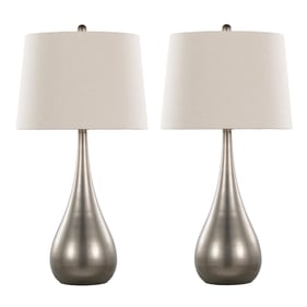 2 LumiSource Pebble Aged Pewter Natural 29 Inch Table Lamps