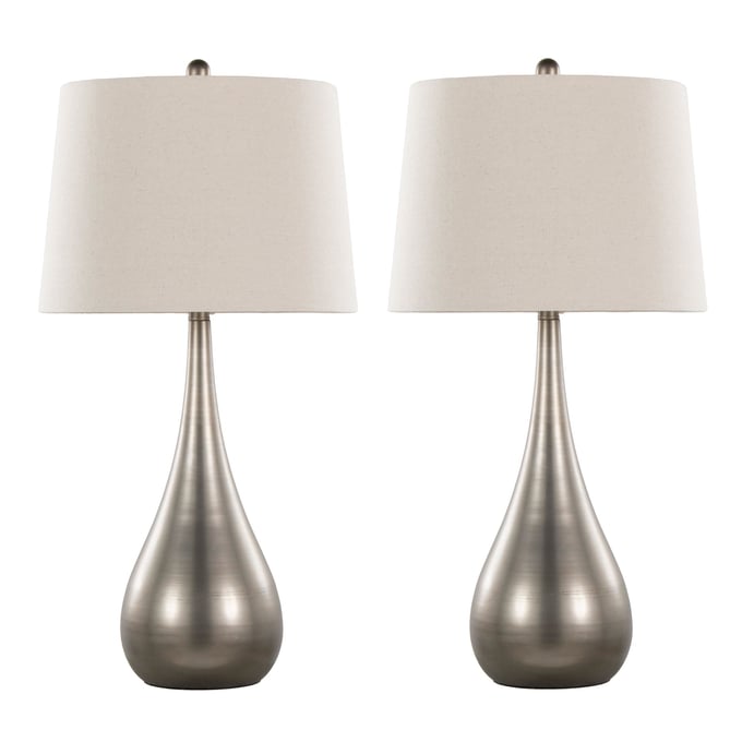 2 LumiSource Pebble Aged Pewter Natural 29 Inch Table Lamps LUMI-GTS30-PEBBLE-SVNA2