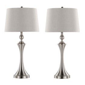 2 LumiSource Flint Brushed Nickel Taupe 30 Inch Table Lamps