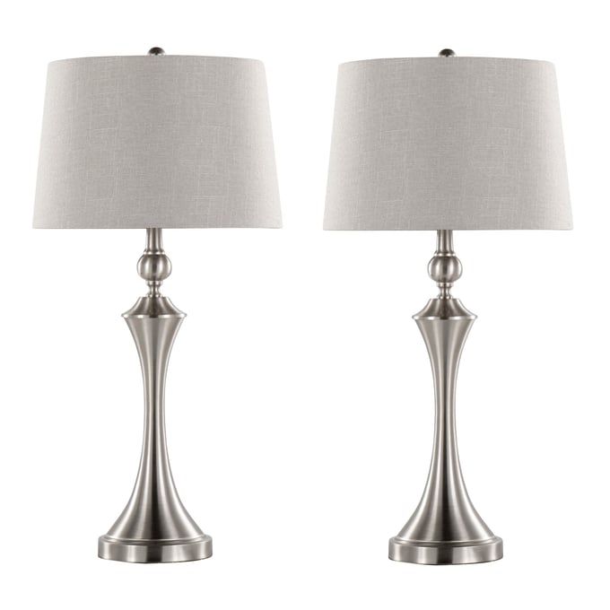 2 LumiSource Flint Brushed Nickel Taupe 30 Inch Table Lamps LUMI-GTS31-FLINT-BNITP2